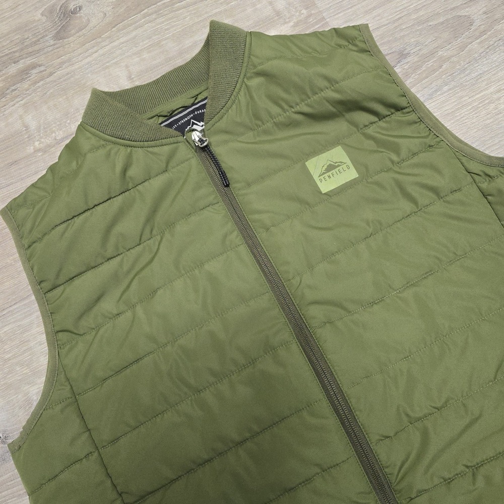 Penfield Quilted Puffer Vest Men XL Packable Reflective Green Full Zip Insulated - Picture 4 of 16
